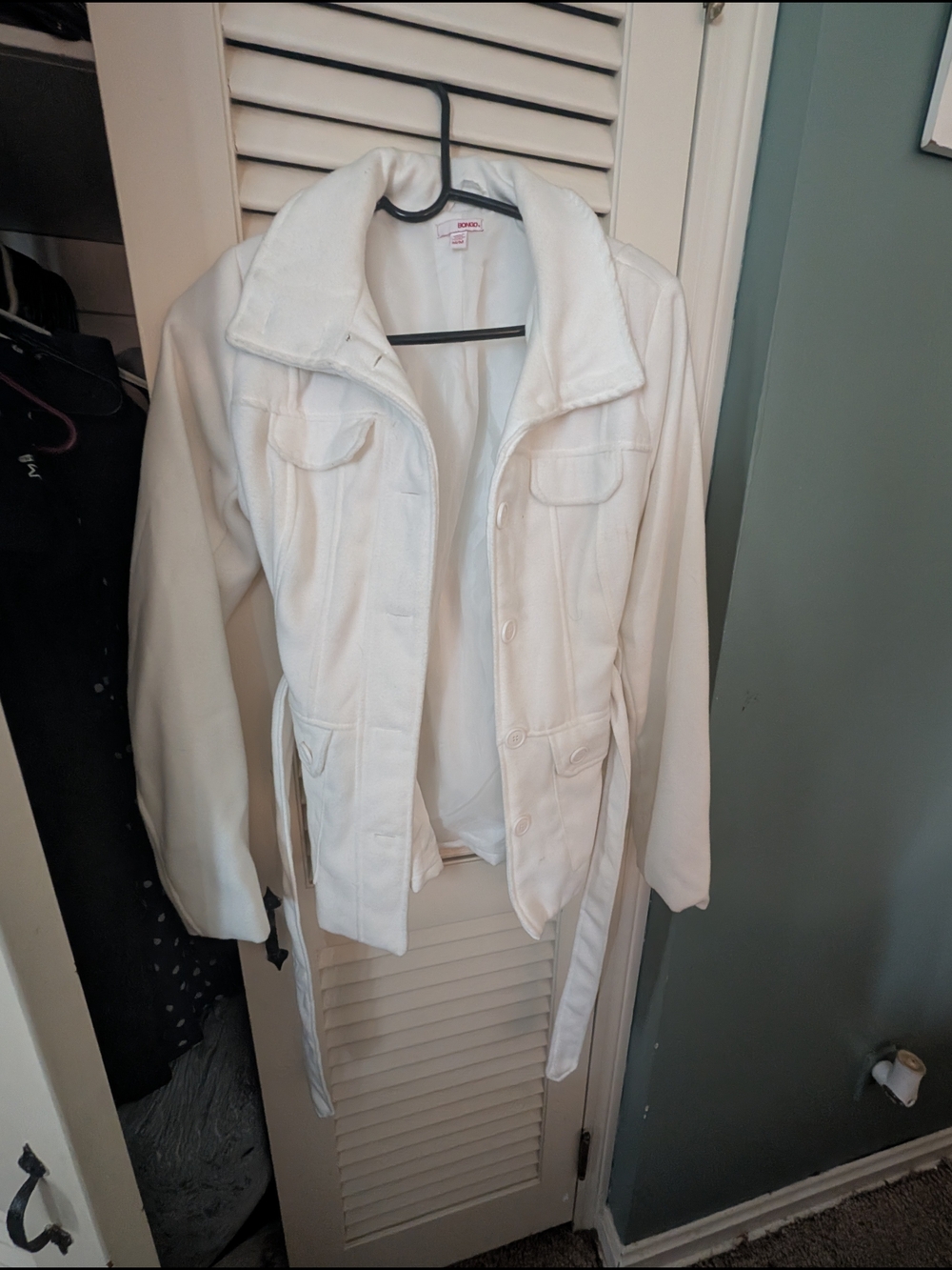 BONGO White Women's Pea Coat with Belt
